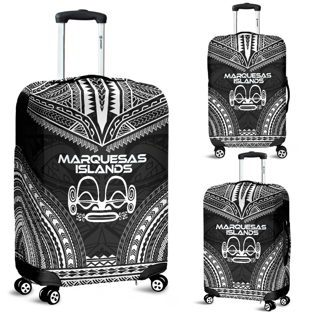 Marquesas Islands Polynesian Chief Luggage Cover - Black Version Black - Polynesian Pride