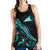 Tokelau Polynesian Women Tank Top - Turtle With Blooming Hibiscus Turquoise - Polynesian Pride
