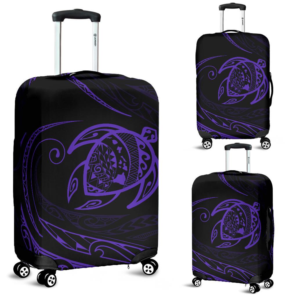 Hawaii Turtle Luggage Covers - Purple - Frida Style Black - Polynesian Pride