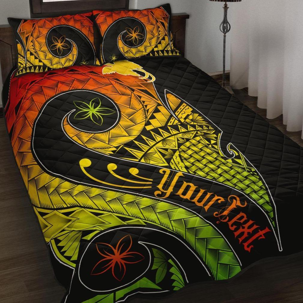 Papua New Guinea Personalised Quilt Bed Set - PNG Bird And Polynesian Decorative Pattern Art - Polynesian Pride