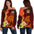 Fiji Women's Off Shoulder Sweater - Tribal Tuna Fish - Polynesian Pride