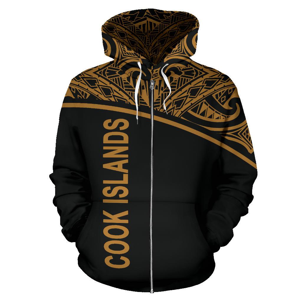 Cook Islands Polynesian Zip up Hoodie Curve Gold - Polynesian Pride