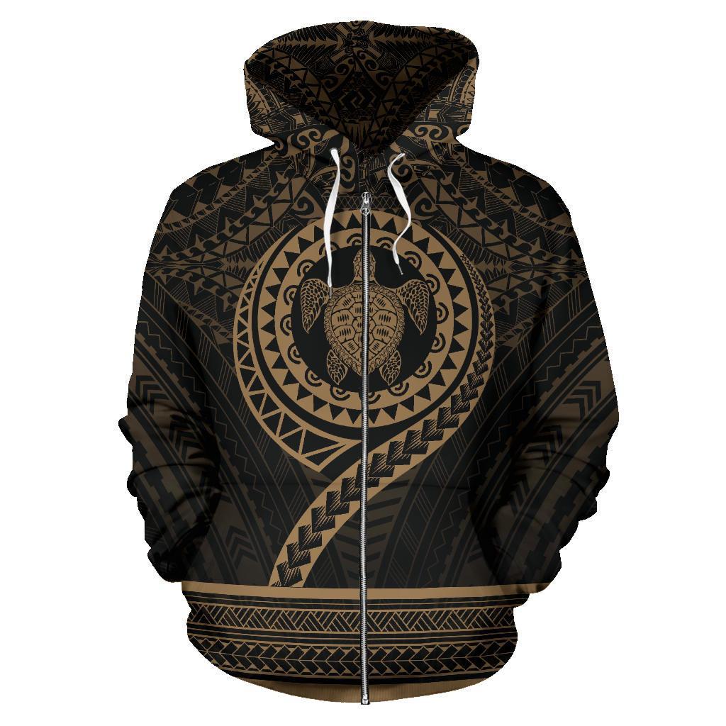 Polynesian Zip up Hoodie Polynesian Turtle Tattoo Style - Polynesian Pride