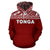 Tonga Polynesian All Over Hoodie Red Horizontal Style - Polynesian Pride