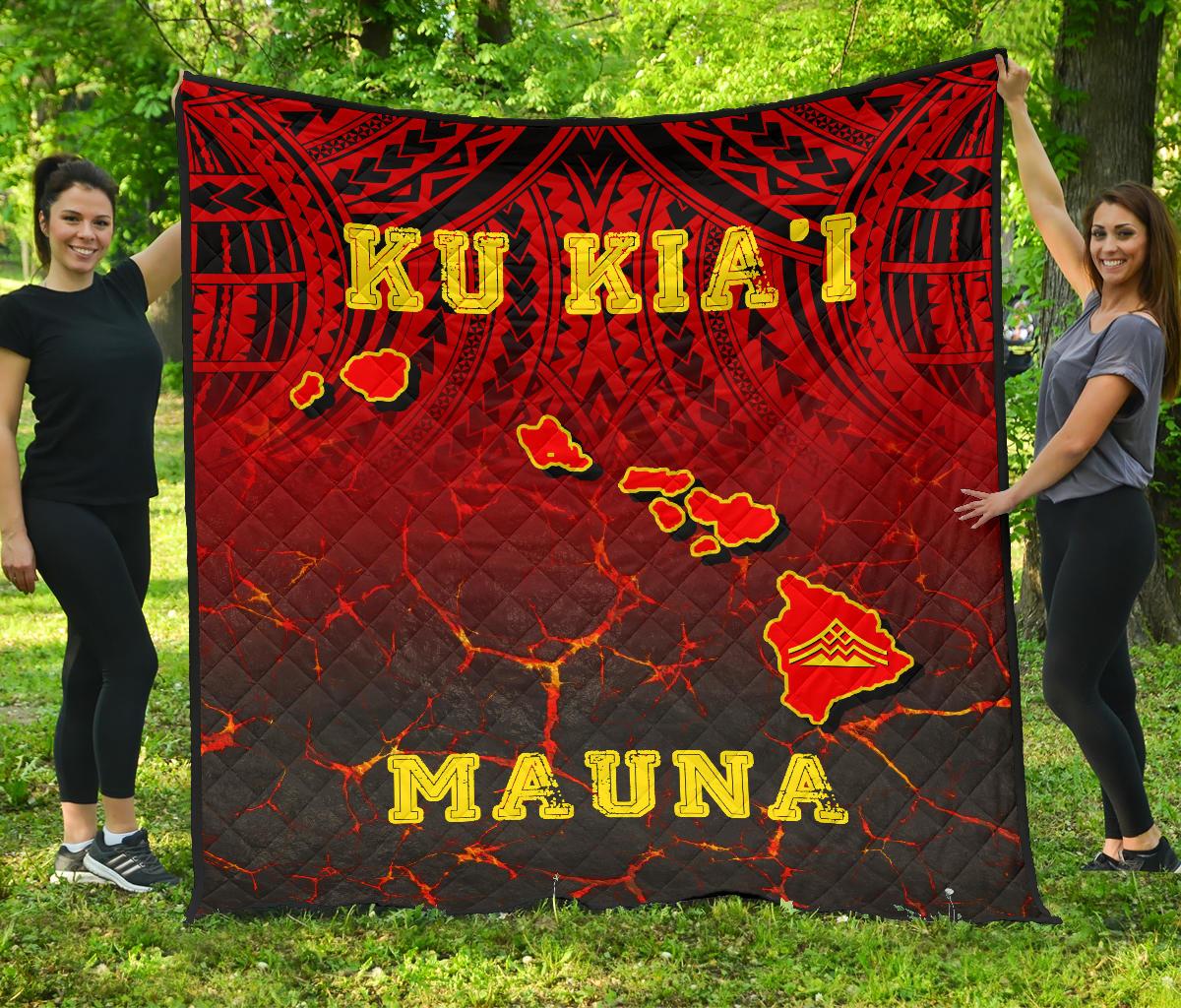 Hawaii Quilt - Premium Quilt - Protect Mauna Kea Map Red - Polynesian Pride