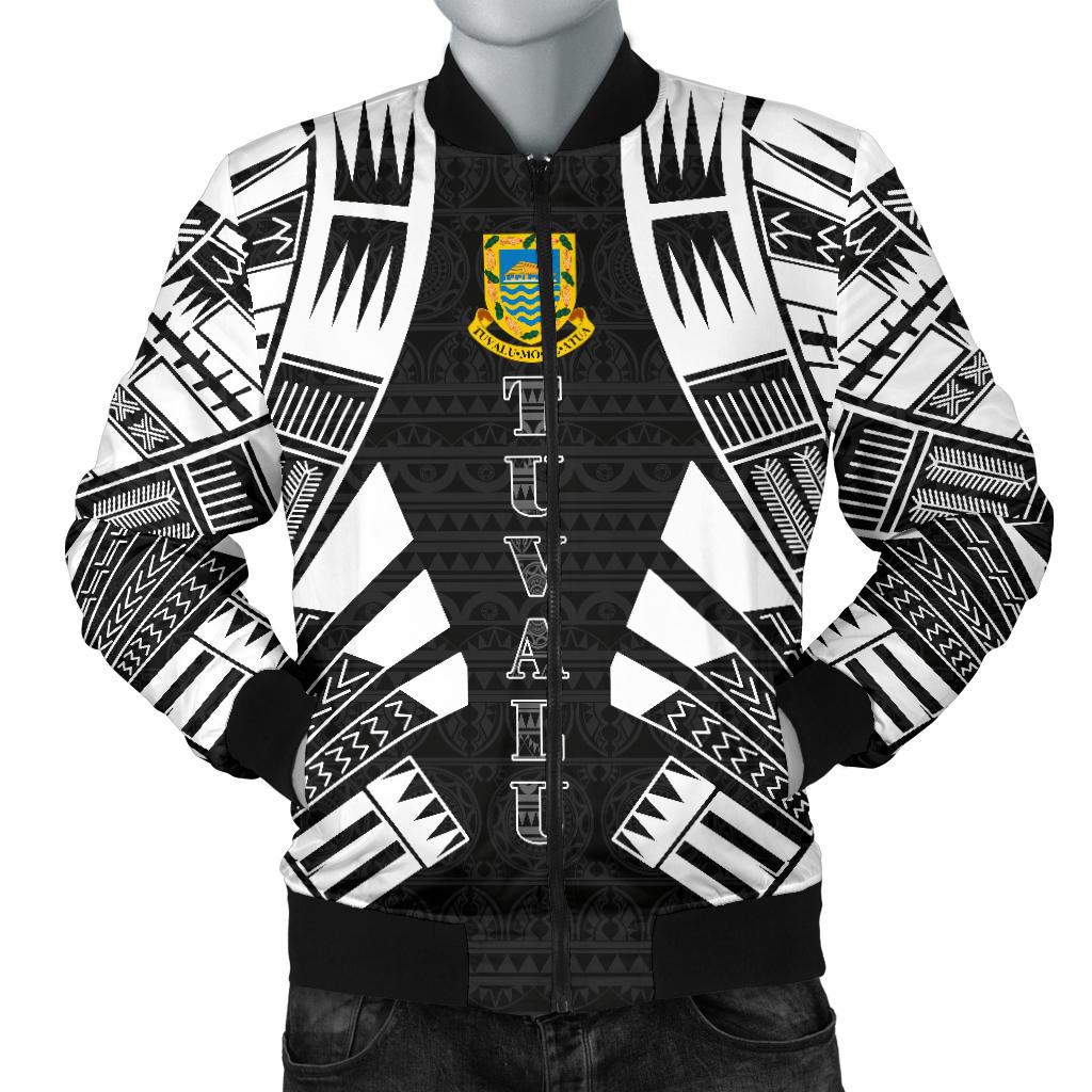 Tuvalu Men Bomber Jackets - Polynesian Tattoo Black Black - Polynesian Pride