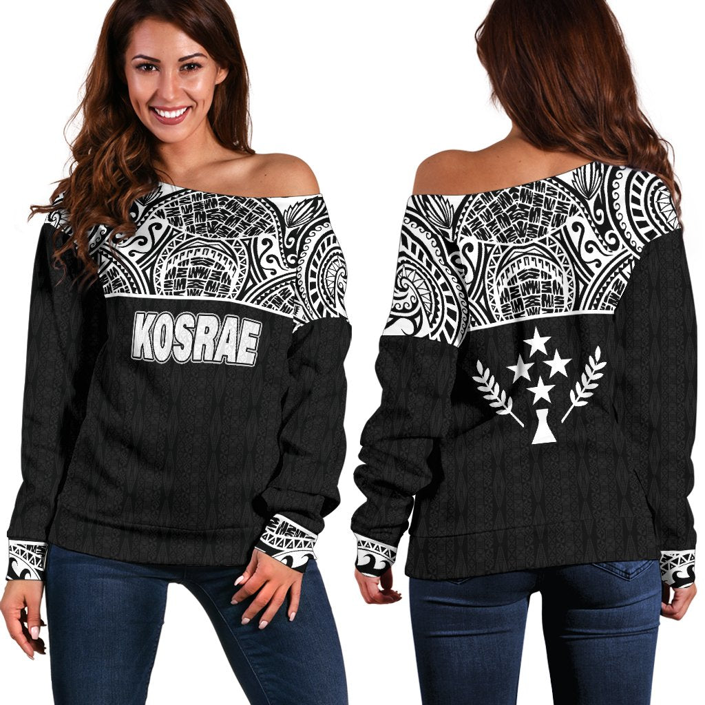 Kosrae Women's Off Shoulder Sweater Black - Polynesian Pride