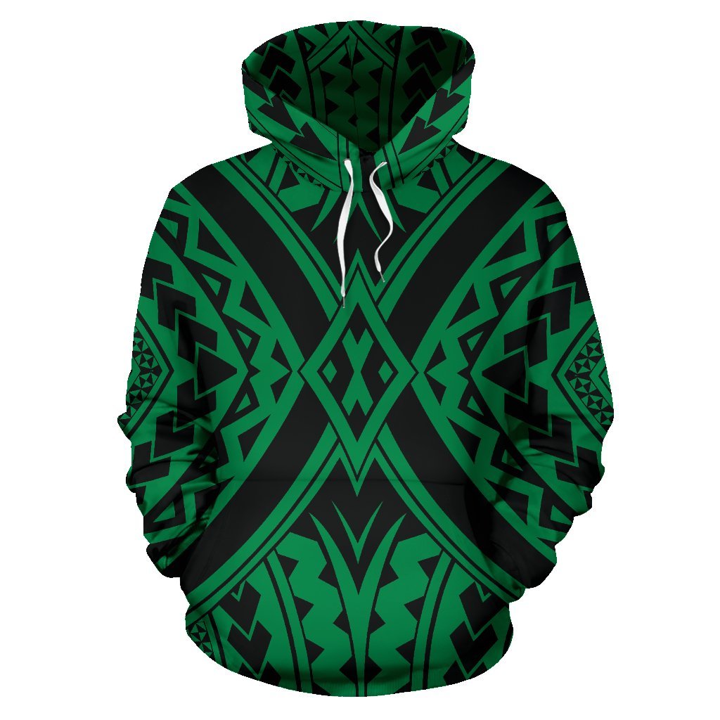 Hawaii Hoodie Polynesian Tradition Green Pullover Unisex Art - Polynesian Pride