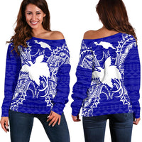 Papua New Guinea Polynesian Shoulder Sweater Map Blue Blue - Polynesian Pride