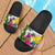 Hawaii Slide Sandals - Turtle Plumeria Banana Leaf Black - Polynesian Pride