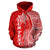 Papua New Guinea Polynesian Custom Zip up Hoodie Coconut Red White - Polynesian Pride