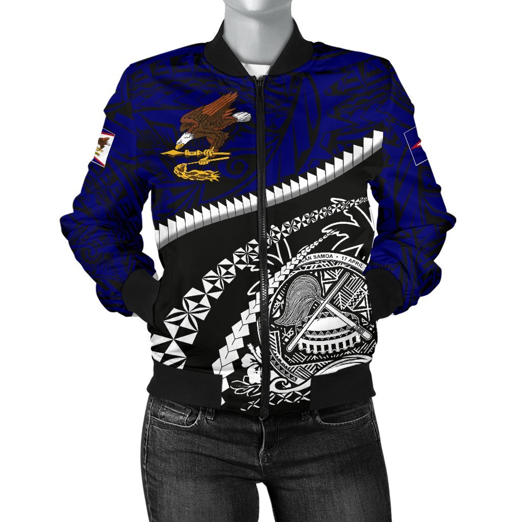 American Samoa Women's Bomber Jacket - Road to Hometown Blue - Polynesian Pride