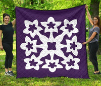 Hawaiian Premium Quilt Royal Pattern - Purple - A1 Style Purple - Polynesian Pride
