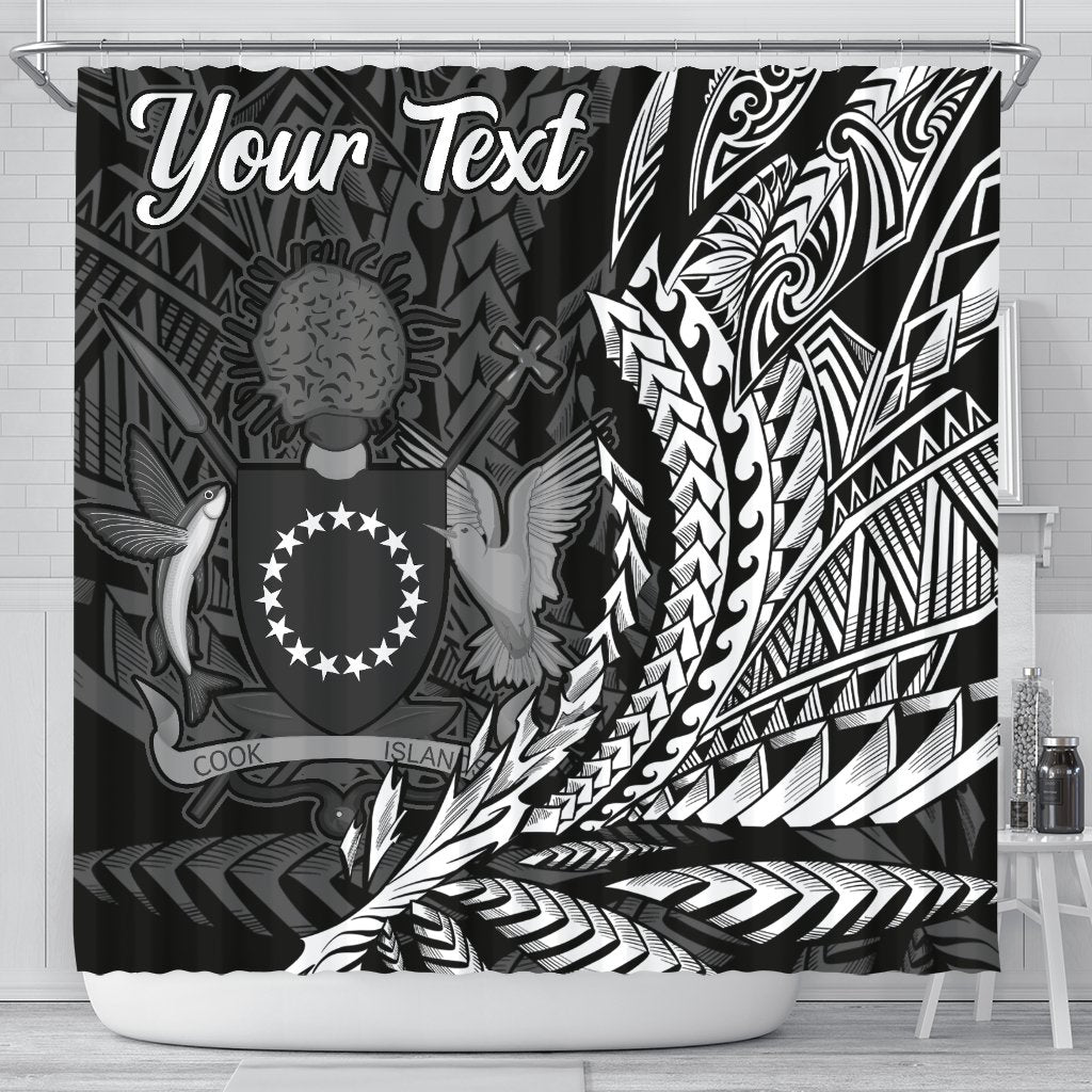 Cook Islands Shower Curtains - Custom Personalised Wings Style 177 x 172 (cm) Black - Polynesian Pride