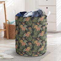 Tropical Hibiscus Monstera Leaf Hawaii Laundry Basket Laundry Basket One Size Black - Polynesian Pride
