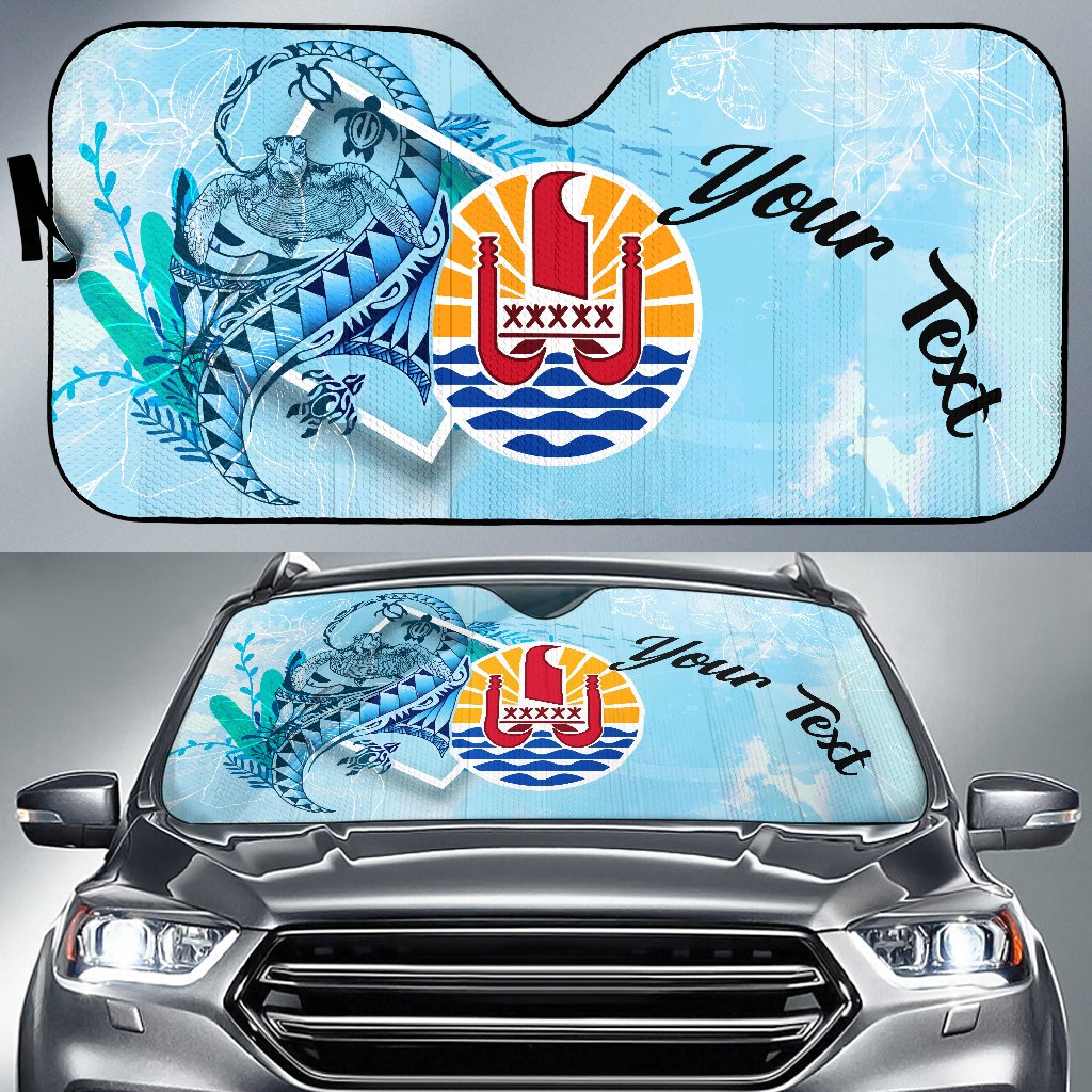 Tahiti Auto Sun Shades - Custom Personalised Polynesian Turtle Under The Sea Auto Sun Shade - Tahiti Universal Fit Blue - Polynesian Pride