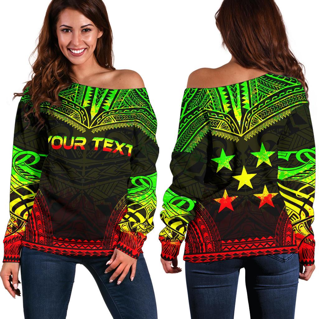 Gambier Islands Polynesian Chief Custom Personalised Women's Off Shoulder Sweater - Reggae Version Art - Polynesian Pride