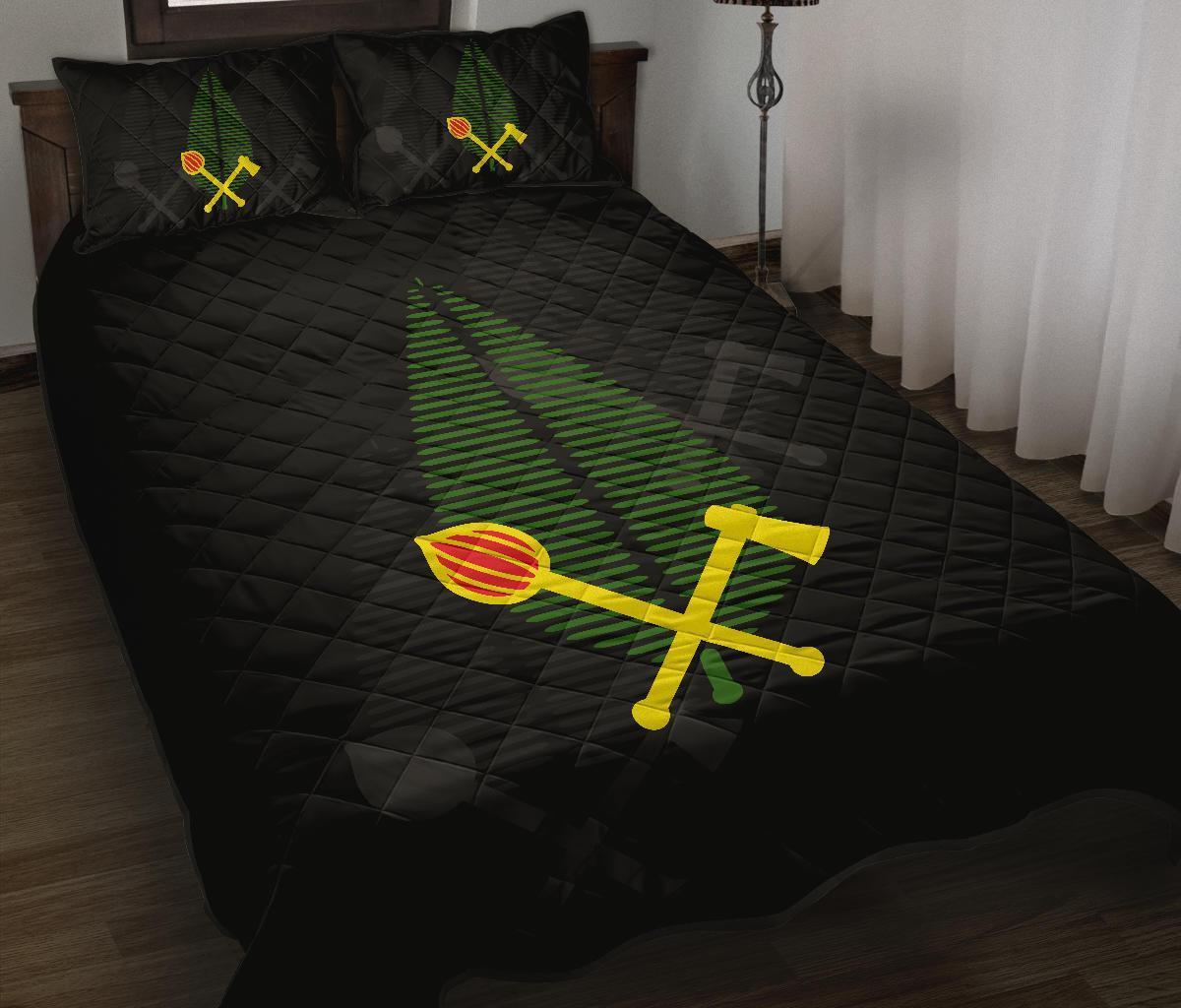 (Alo) Wallis and Futuna Polynesian Quilt Bed Set Black - Polynesian Pride