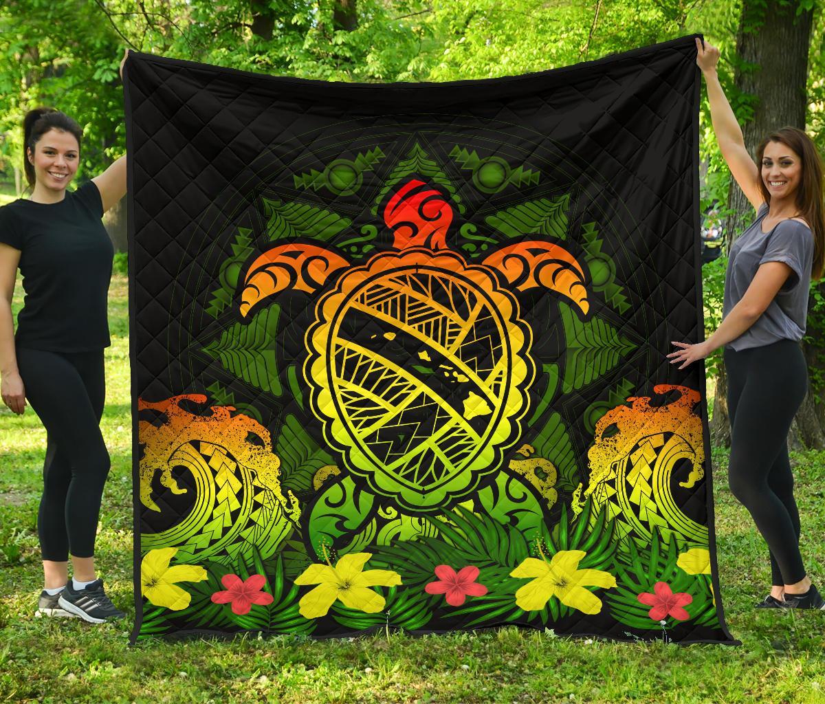 Hawaii Turtle Polynesian Reggae Premium Quilt - Kuly Style Reggae - Polynesian Pride