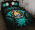 Nauru Polynesian Quilt Bed Set Hibiscus Turquoise Black - Polynesian Pride