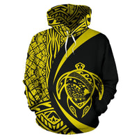 Polynesian Turtle Map of Hawaii Hoodie Yellow Circle Style - Polynesian Pride