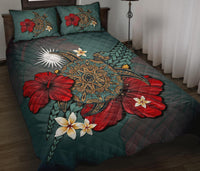 Marshall Islands Quilt Bed Set - Blue Turtle Tribal - Polynesian Pride
