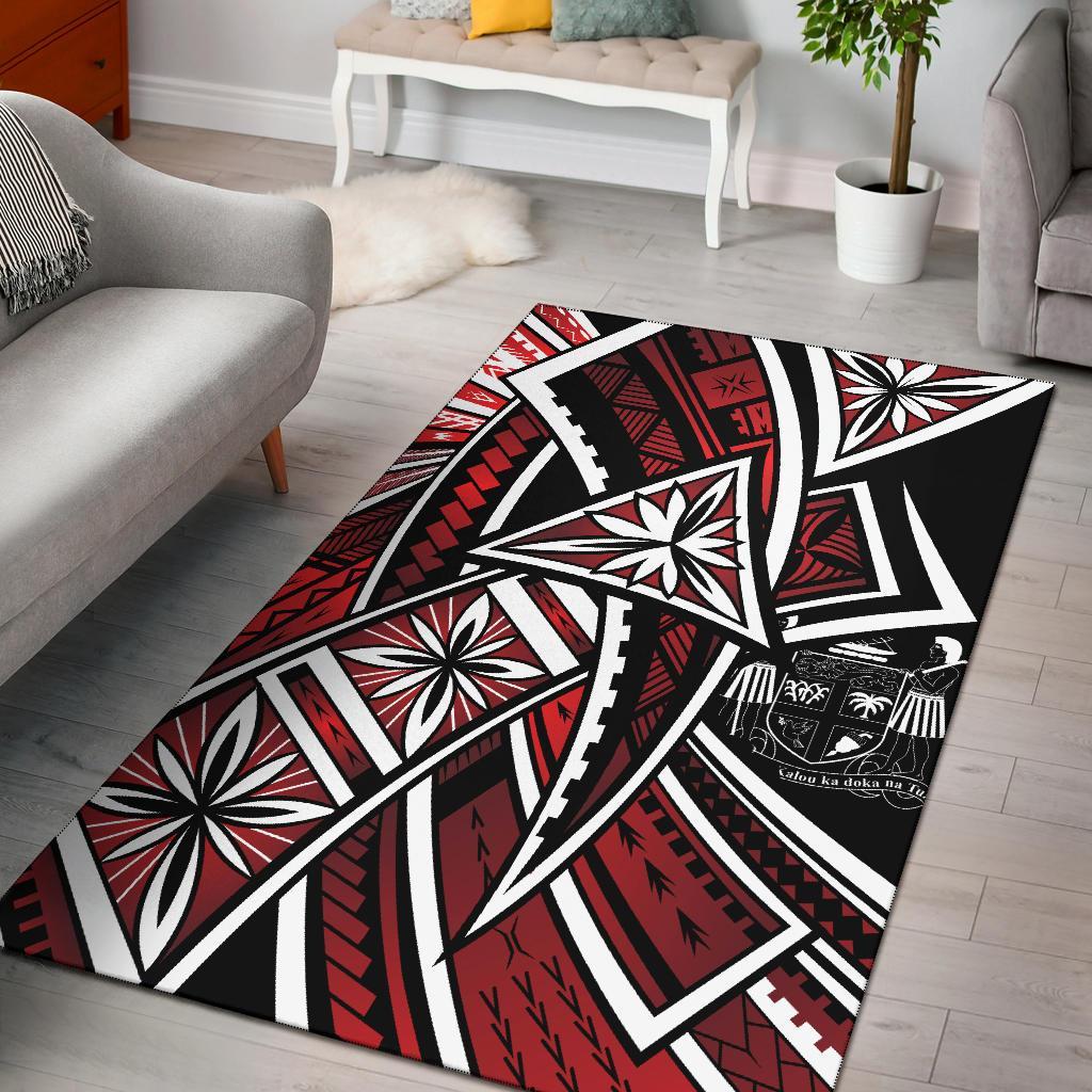 Fiji Area Rug - Tribal Flower Special Pattern Red Color - Polynesian Pride