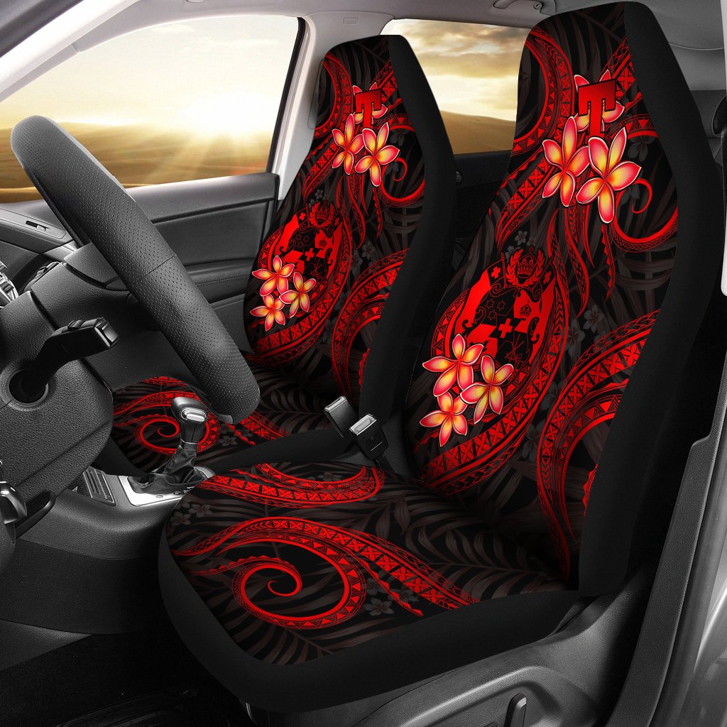 Tonga Polynesian Car Seat Covers - Red Plumeria Universal Fit RED - Polynesian Pride