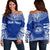 Hawaii Polynesian Chief Custom Personalised Women's Off Shoulder Sweater - Flag Version Blue - Polynesian Pride