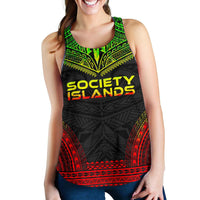 Society Islands Women's Racerback Tank - Polynesian Chief Reggae Version Art - Polynesian Pride