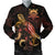 Tuvalu Polynesian Men's Bomber Jacket - Turtle With Blooming Hibiscus Gold Gold - Polynesian Pride