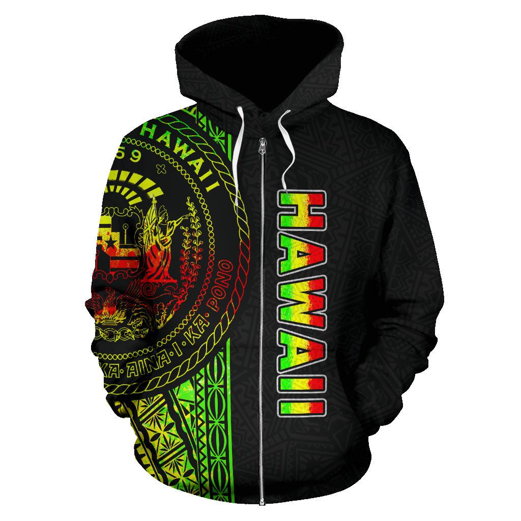 Polynesian Hawaii Zip up Hoodie Reggae Line - Polynesian Pride