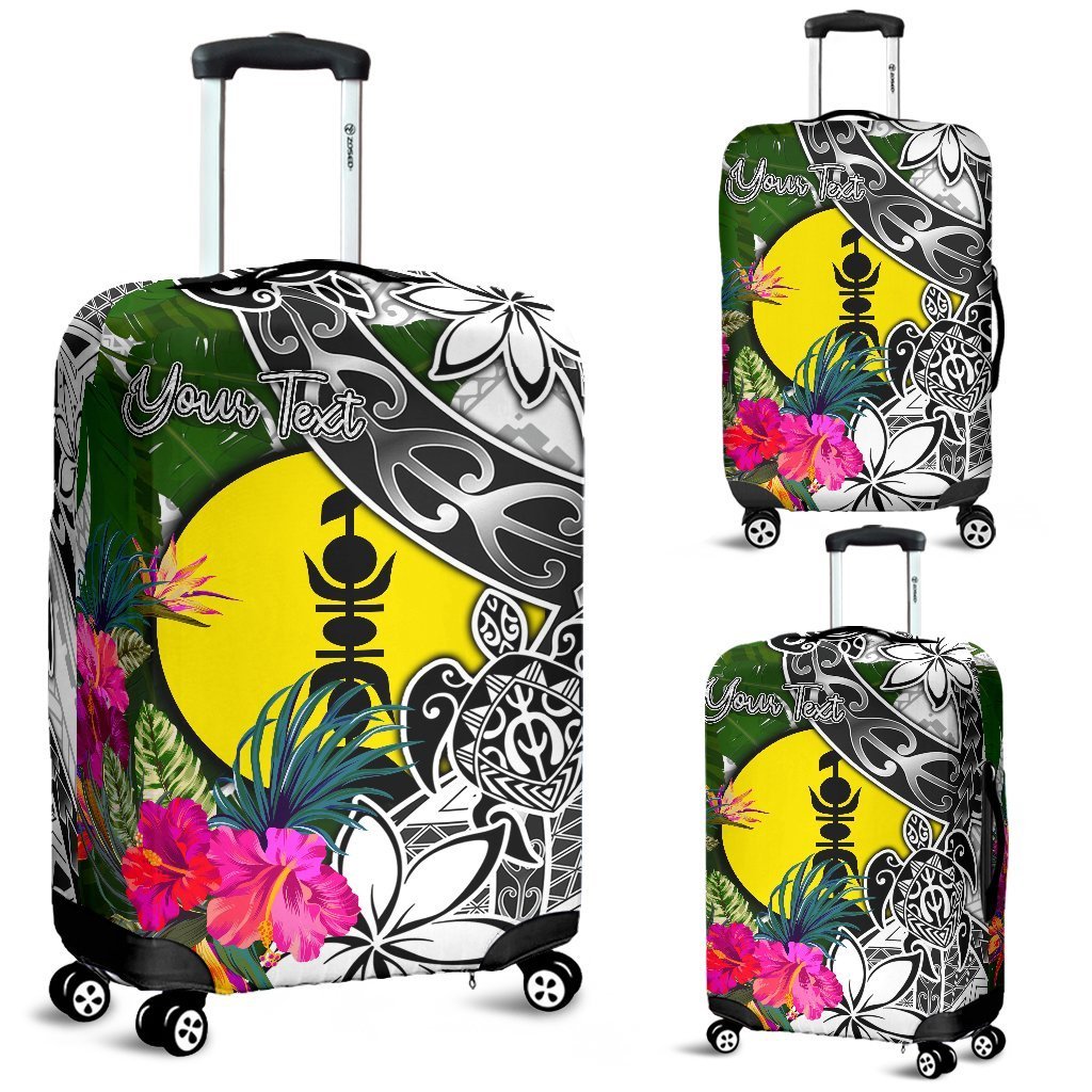 New Caledonia Custom Personalised Luggage Covers White - Turtle Plumeria Banana Leaf White - Polynesian Pride