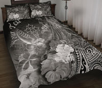 Kosrae Custom Personalised Quilt Bed Set - Humpback Whale with Tropical Flowers (White) White - Polynesian Pride