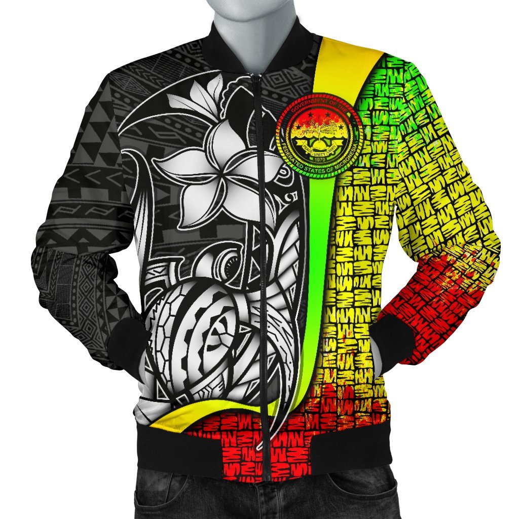 Federated States of Micronesia Men's Bomber Jackets Reggae - Turtle With Hook Reggae - Polynesian Pride