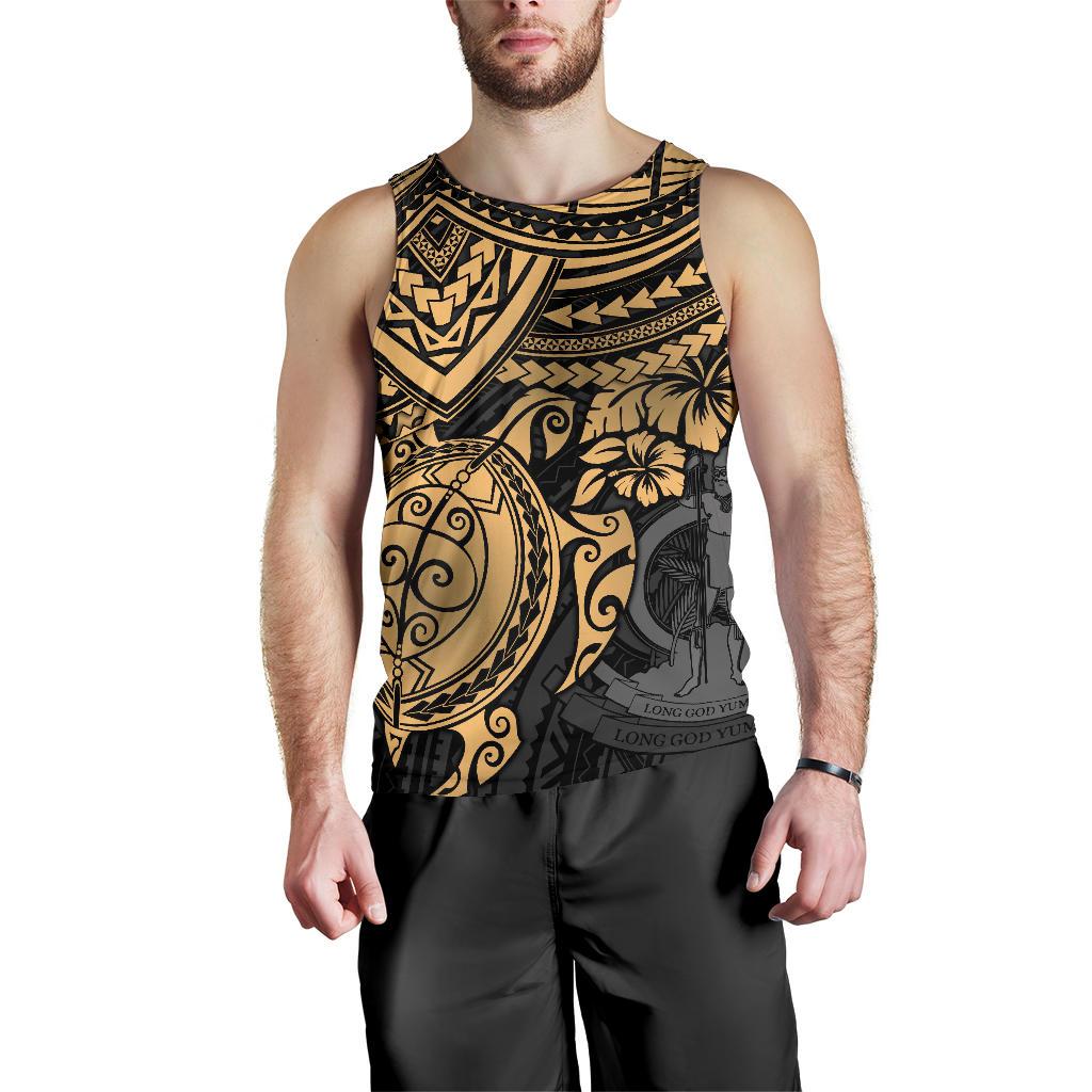 Vanuatu Polynesian Men's Tank Top - Gold Turtle - Polynesian Pride