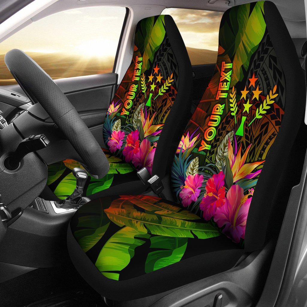 Kosrae Polynesian Personalised Car Seat Covers - Hibiscus and Banana Leaves Universal Fit Reggae - Polynesian Pride