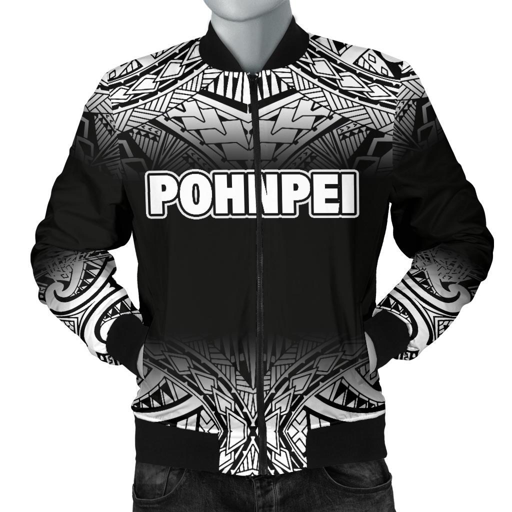 Pohnpei Men's Bomber Jacket - Black Fog Style Black - Polynesian Pride
