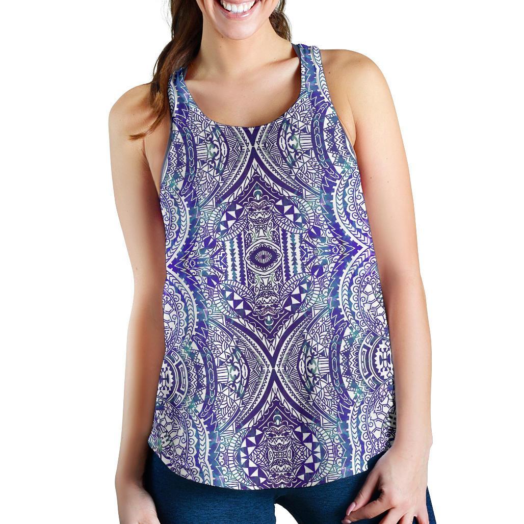 Polynesian Symmetry Gardient Violet Women's Racerback Tank Top Purple - Polynesian Pride