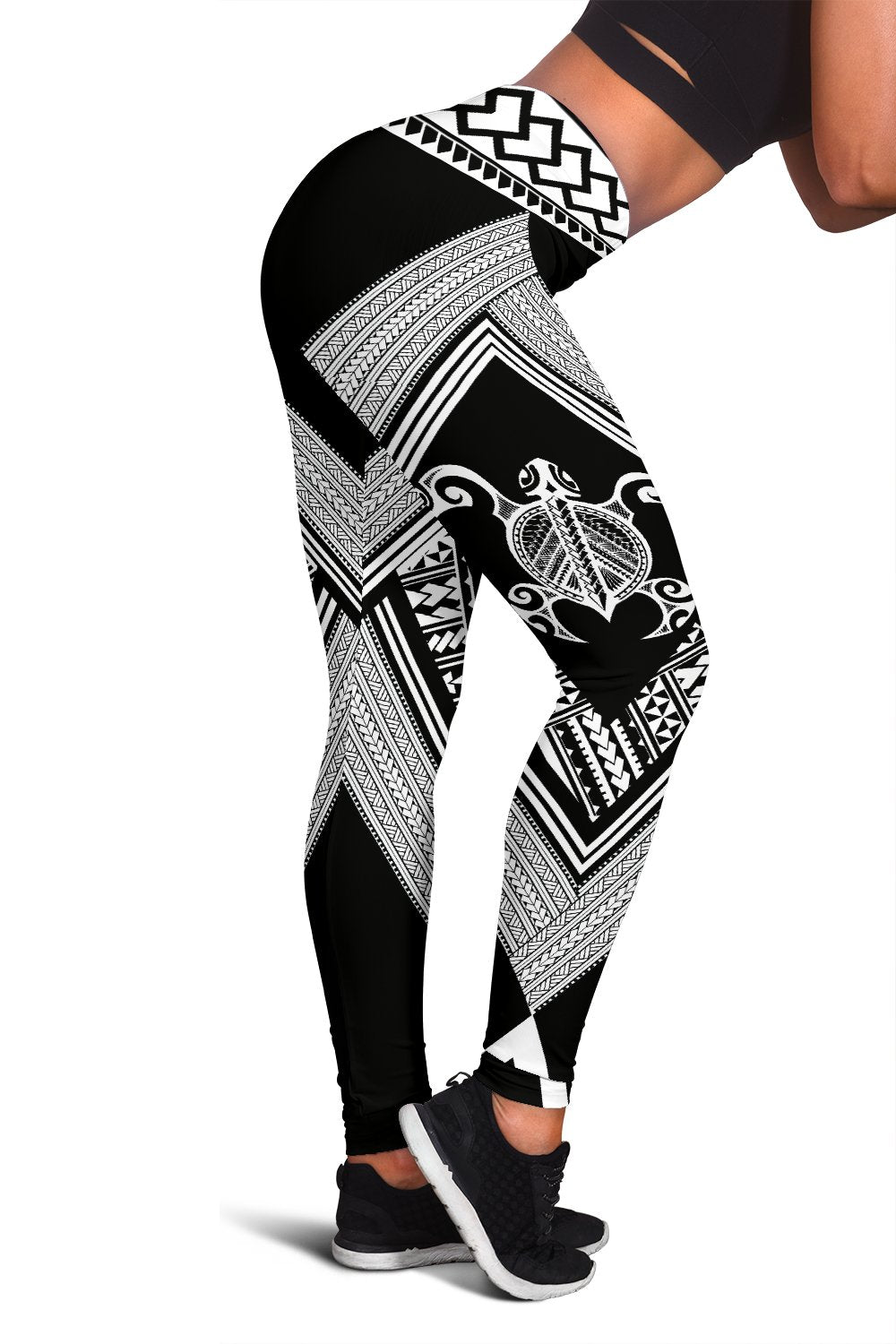 Turtle Polynesian Leggings - Diamond Style White - Polynesian Pride