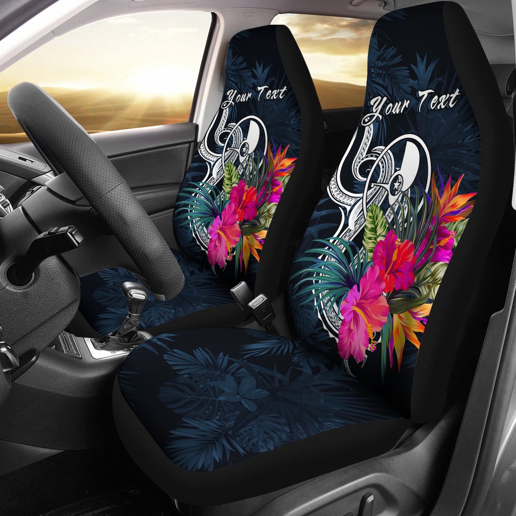 Yap Micronesia Custom Personalised Car Seat Covers - Tropical Flower Universal Fit Blue - Polynesian Pride