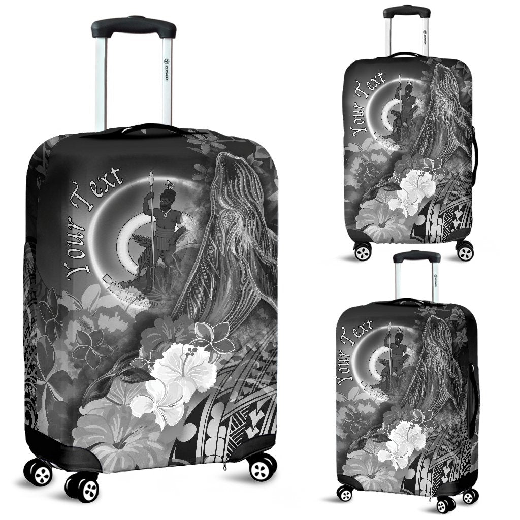 Vanuatu Custom Personalised Luggage Covers - Humpback Whale with Tropical Flowers (White) - Polynesian Pride