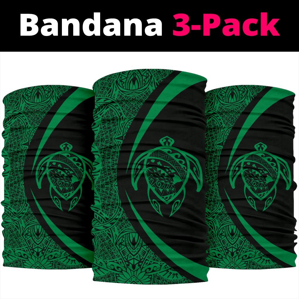 Hawaiian Bandana Turtle Map Polynesian Bandana 3-Pack - Circle Style Green - Polynesian Pride
