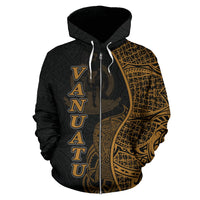 Vanuatu Polynesian Zip up Hoodie Coconut Tree Gold - Polynesian Pride