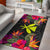 Hawaii Area Rugs Hibiscus Polynesian Pattern Black - Polynesian Pride