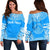 Palau Polynesian Chief Custom Personalised Women's Off Shoulder Sweater - Flag Version Blue - Polynesian Pride