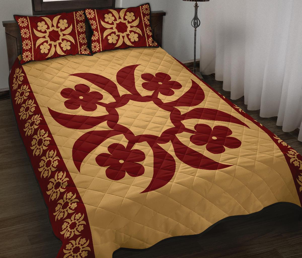 Hawaiian Quilt Pattern Flower Quilt Bed Set - Polynesian Pride