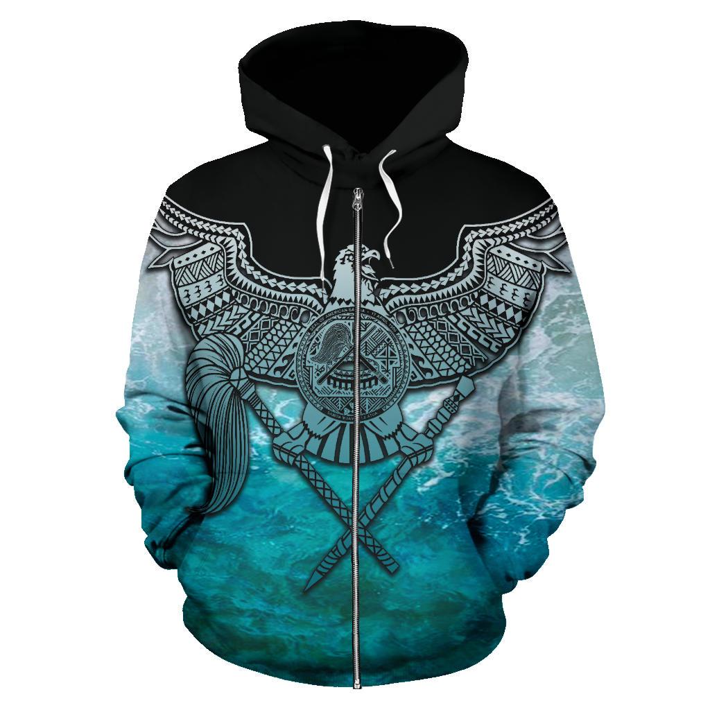 American Samoa Polynesian Zip up Hoodie Eagle Beach - Polynesian Pride