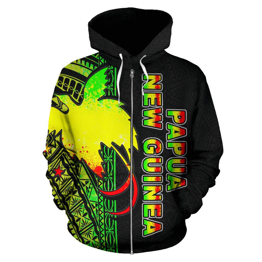 Papua New Guinea Polynesian All Over Zip up Hoodie Reggae Line - Polynesian Pride