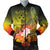 Kosrae Men's Bomber Jacket - Humpback Whale with Tropical Flowers (Yellow) Yellow - Polynesian Pride